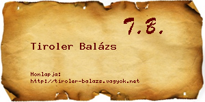 Tiroler Balázs névjegykártya